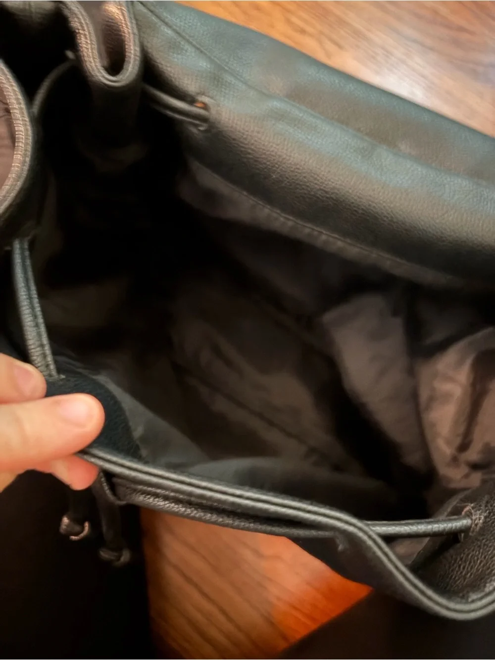 *Victoria's Secret Black Drawstring Leather Backpack